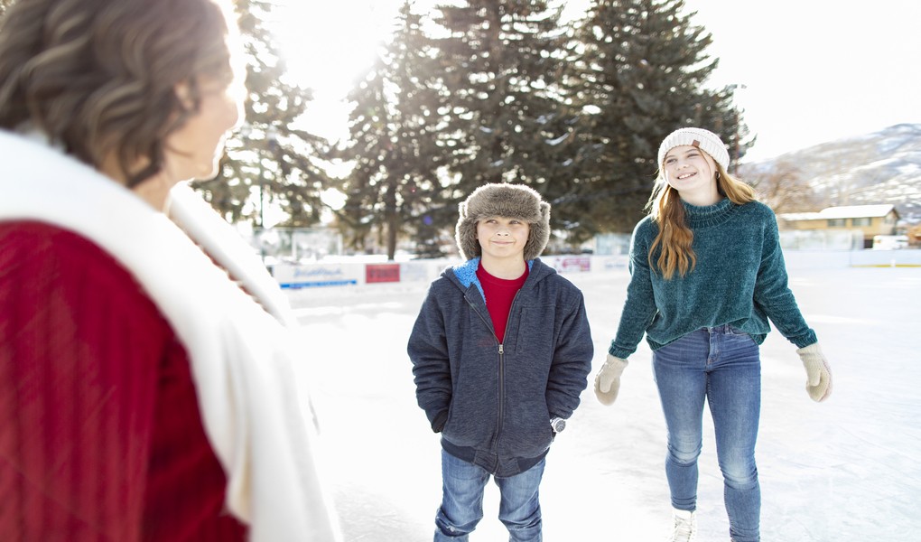 Slide across the state's largest outdoor ice skating rink.